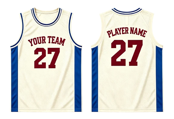 Custom Cream Blue-Red Throwback Basketball Jerseys